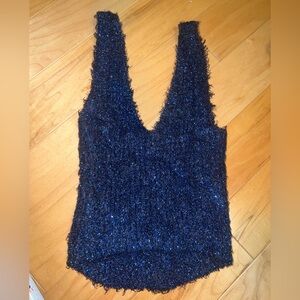 Urban outfitters navy blue fuzzy tank- NOT itchy! Great condition